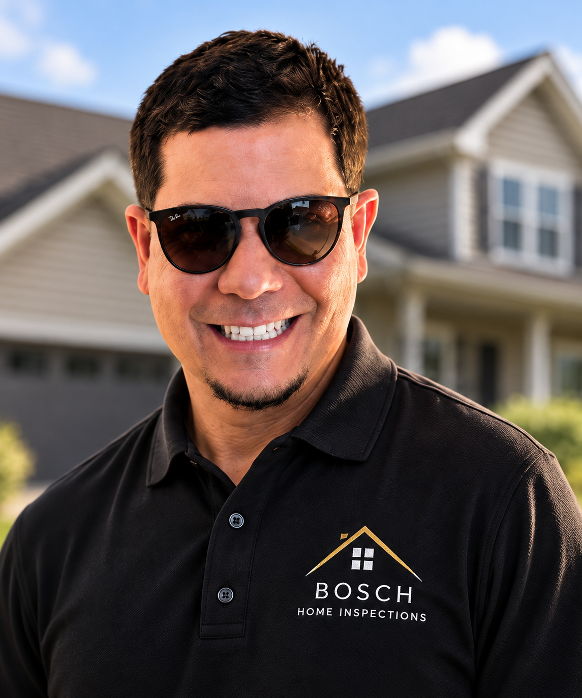 Caesare Bosch smiling in his black Bosch Home Inspections polo